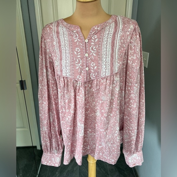 C&C California Floral Popover Prairie Farmhouse Peasant Top - Picture 1 of 10